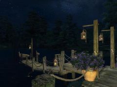 Nighttime on the lake behind Alma House